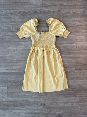 NWT 7 For All Mankind Faux Leather Puff Sleeve Fit & Flare Dress, Size Medium